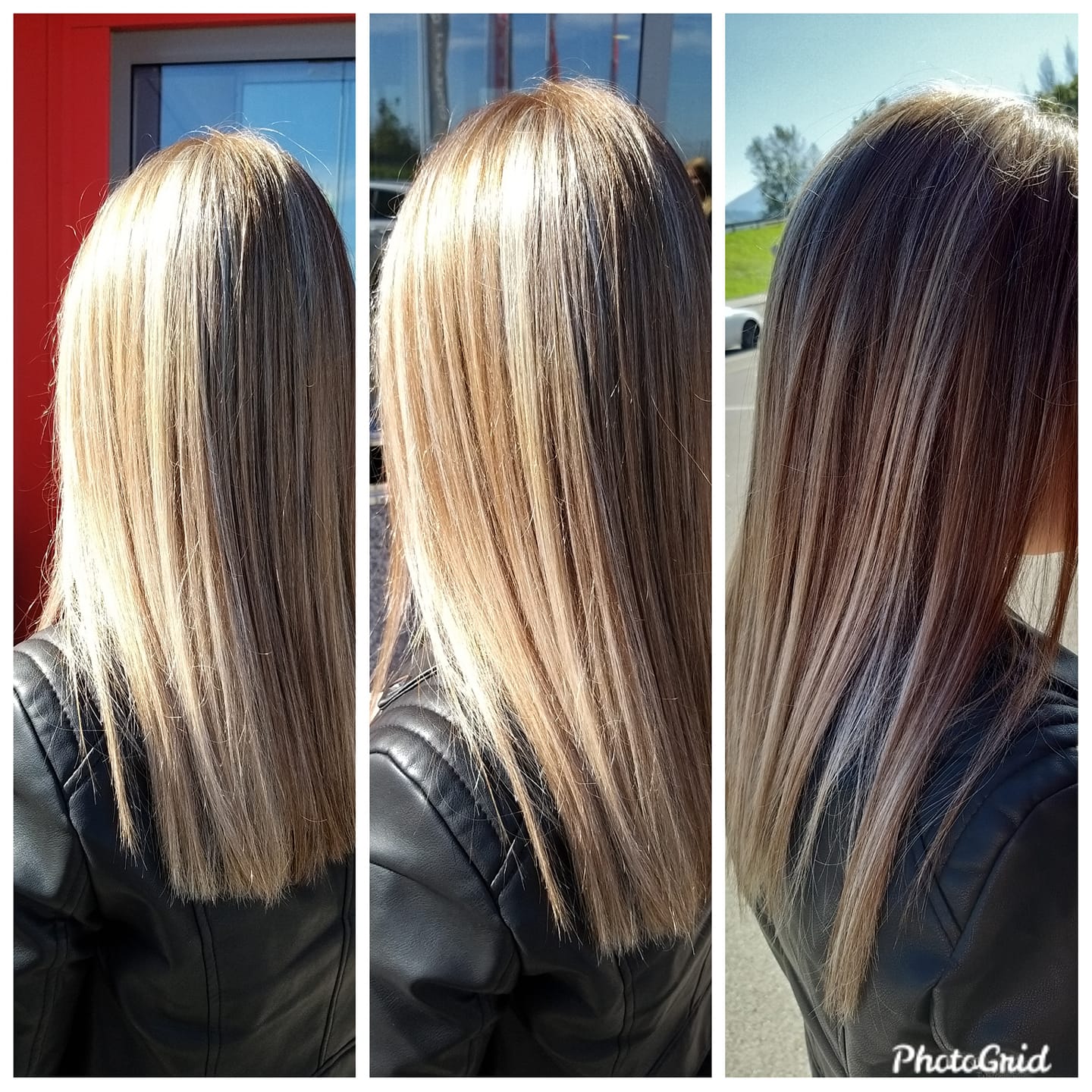 Before and after hair color transformation